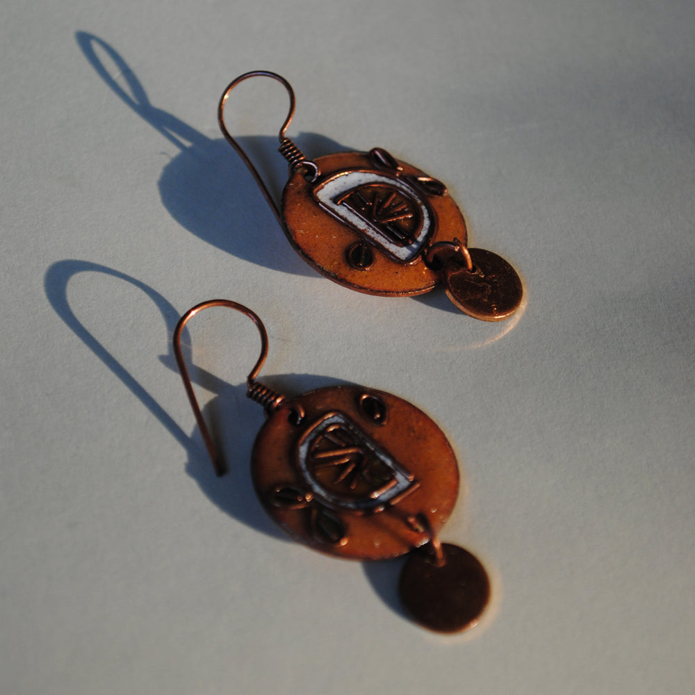 Handcrafted Nimbuzz Copper Enamel Earrings