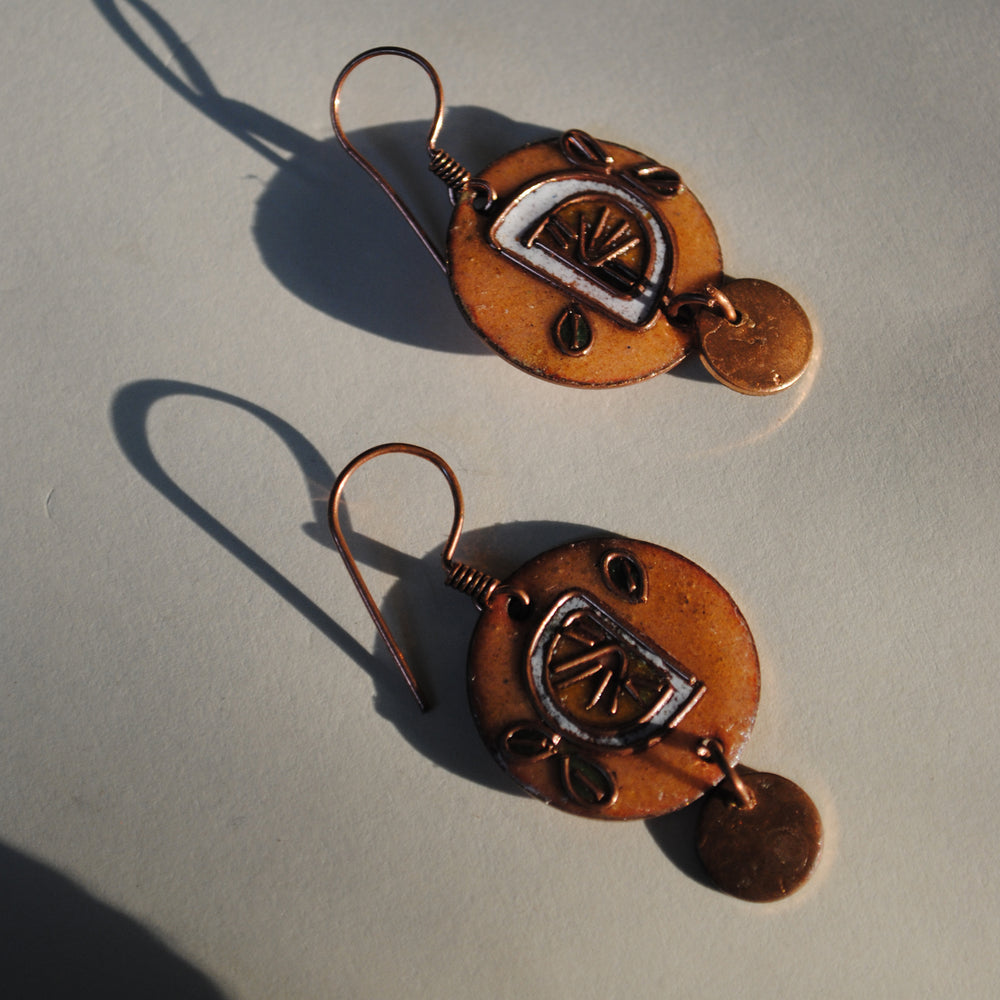 Handcrafted Nimbuzz Copper Enamel Earrings