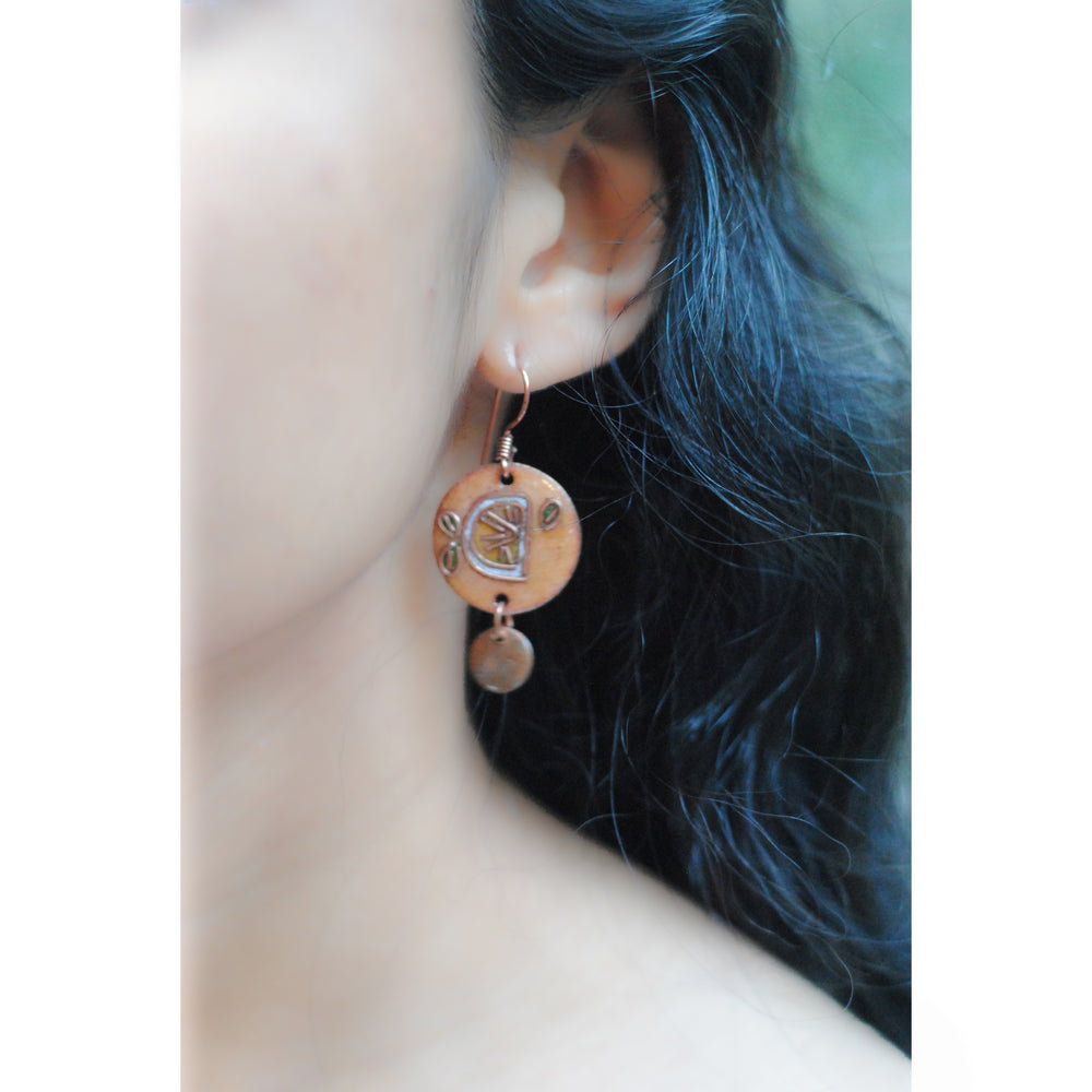 Handcrafted Nimbuzz Copper Enamel Earrings