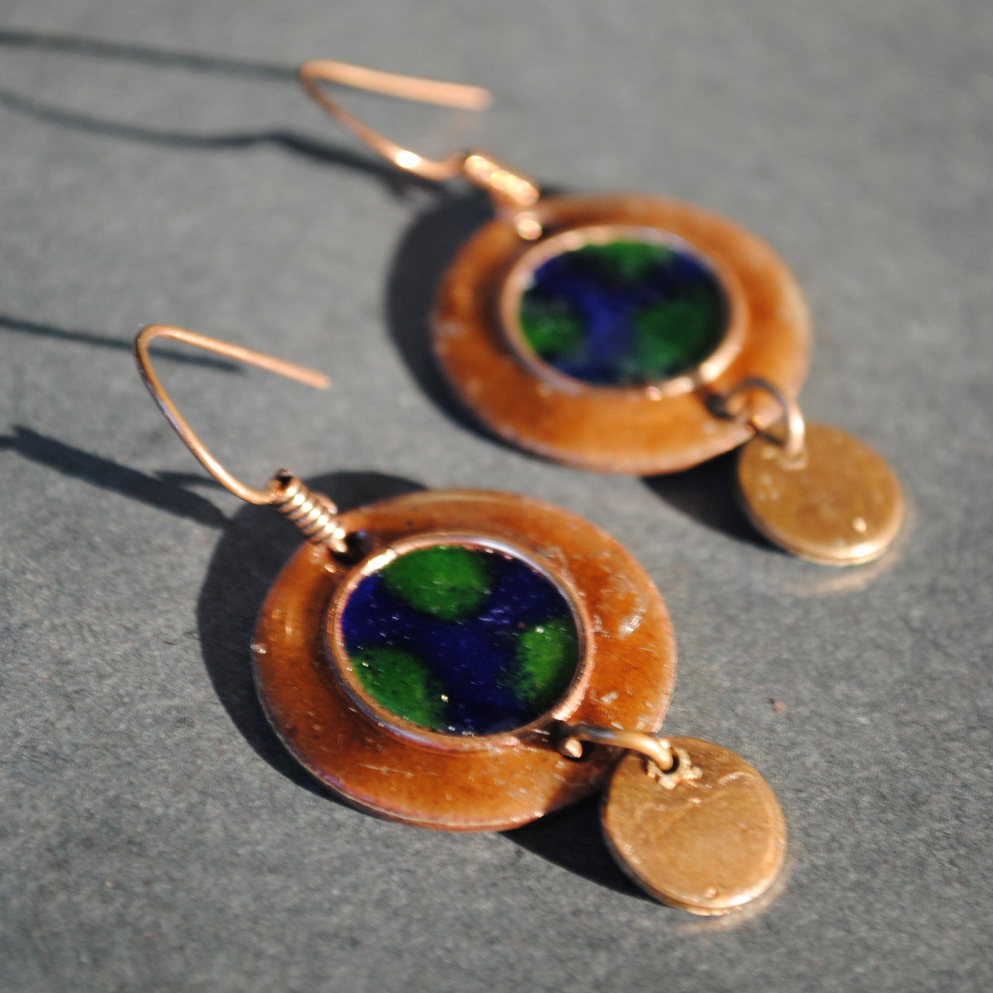 Handcrafted Earthy Copper Enamel Earrings