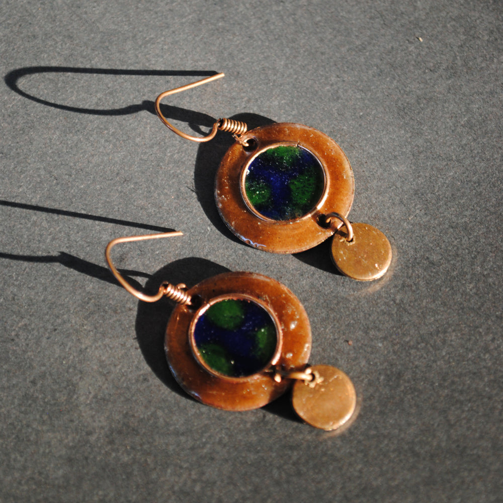 Handcrafted Earthy Copper Enamel Earrings