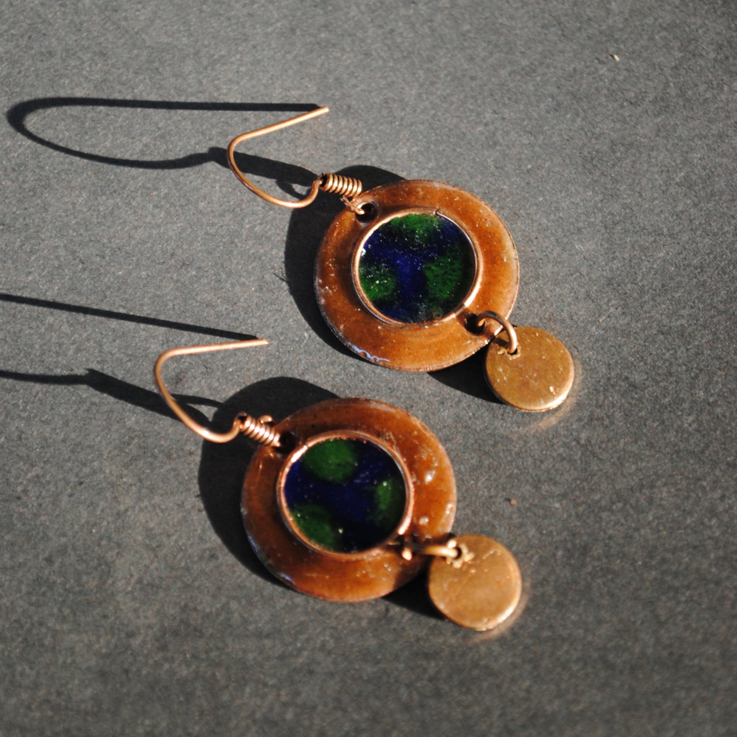 Handcrafted Earthy Copper Enamel Earrings