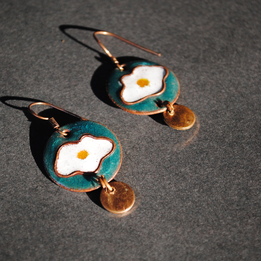 Handcrafted Ande ka Funda Copper Enamel Earrings