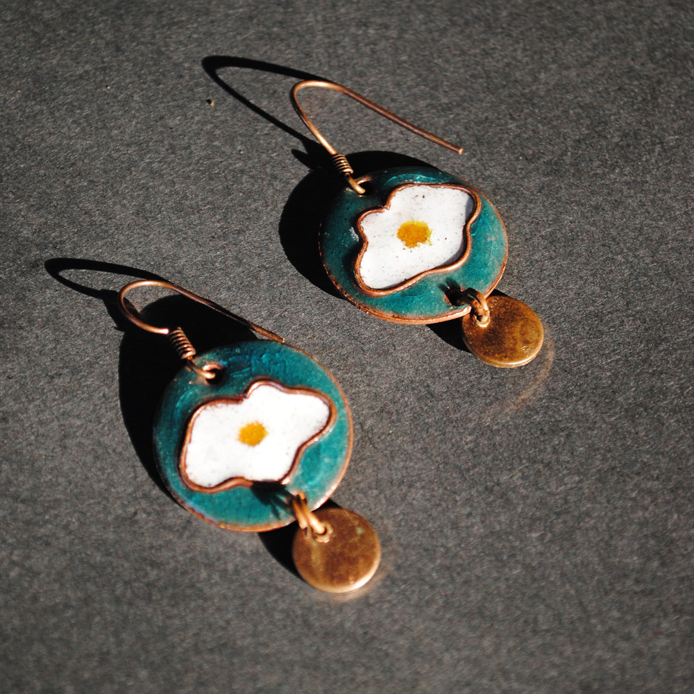 Handcrafted Ande ka Funda Copper Enamel Earrings