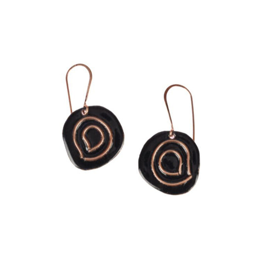 Hand Crafted Copper Enamel -  Vartul Black Earrings