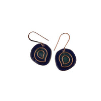 Hand Crafted Copper Enamel -  Vartul Blue Earrings