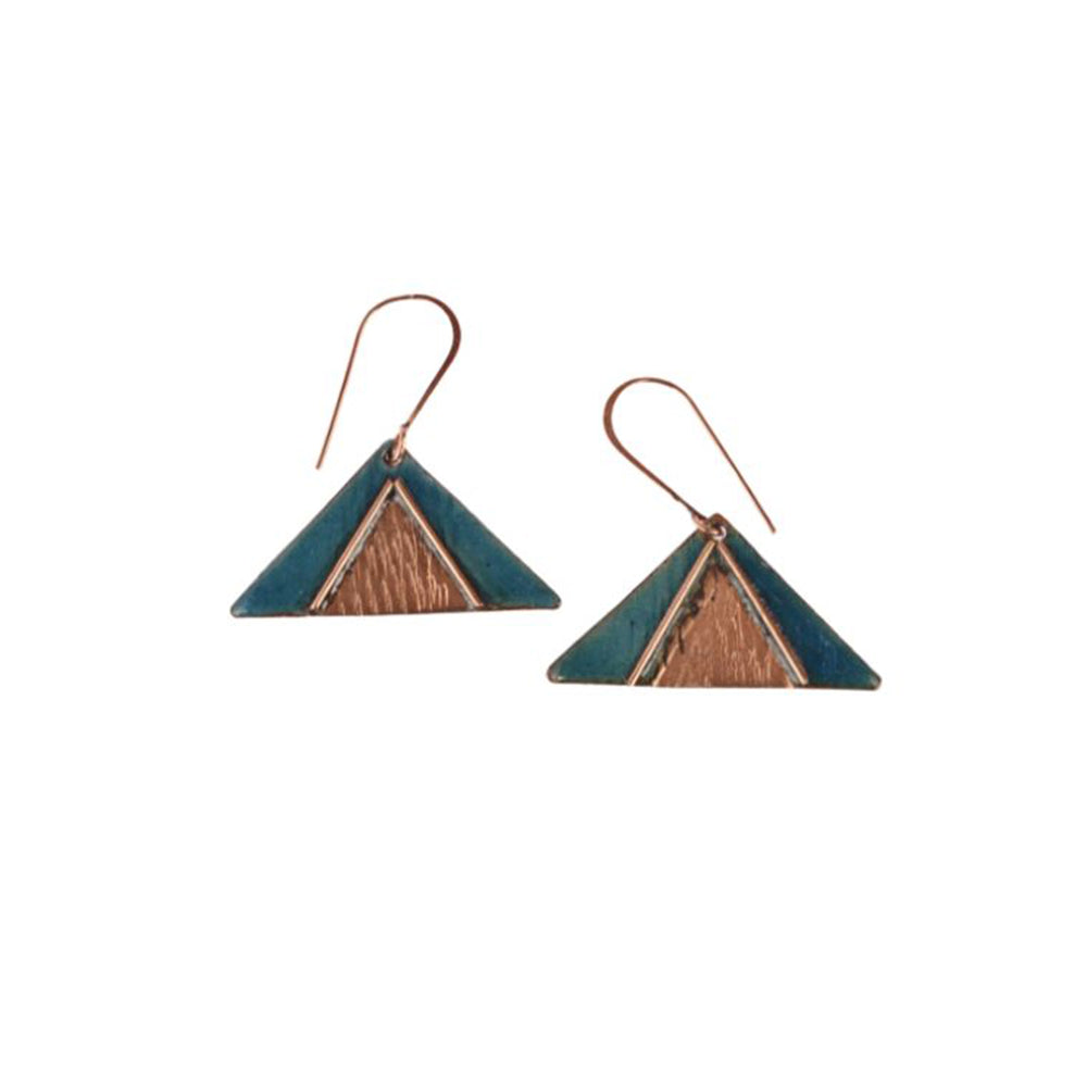 Hand Crafted Copper Enamel -  Triphuli Blue Earrings