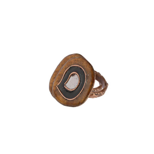 Hand Crafted Copper Enamel -  Vartul Ochre Ring