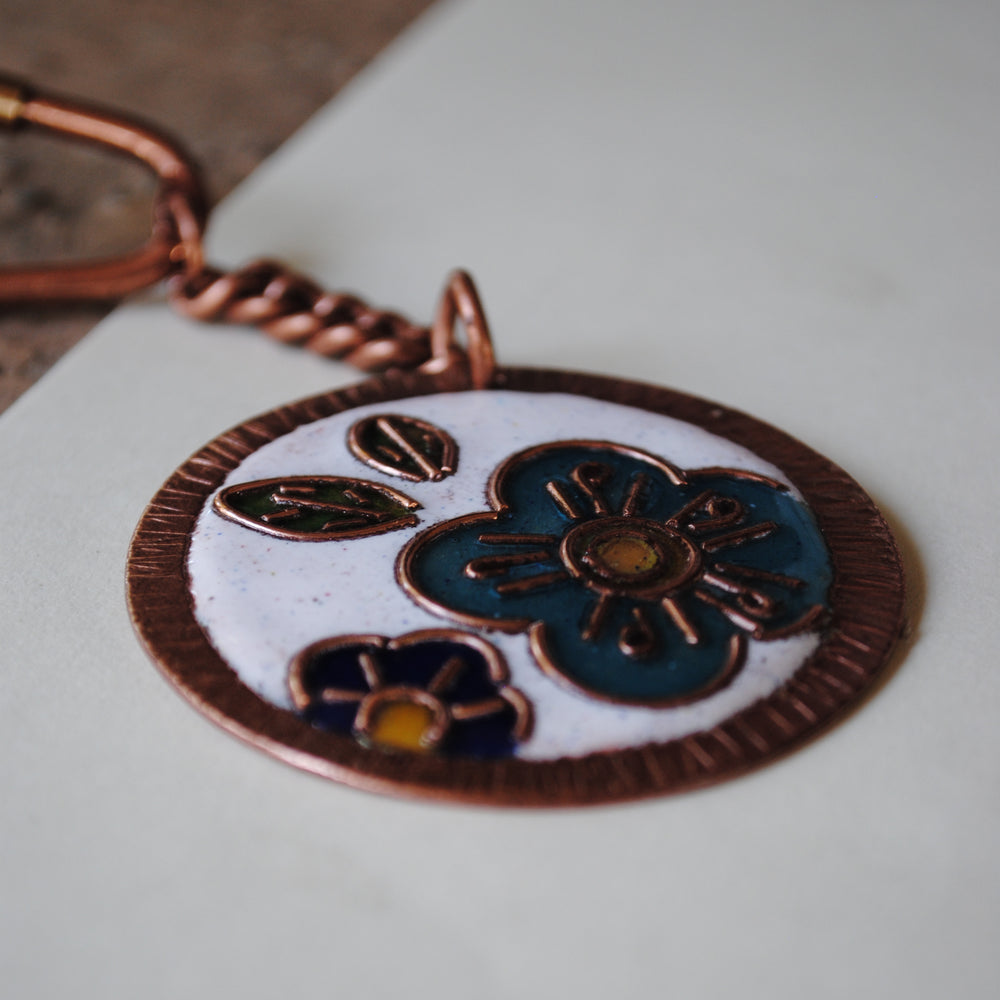 Handcrafted Phool Copper Enamel Keychain