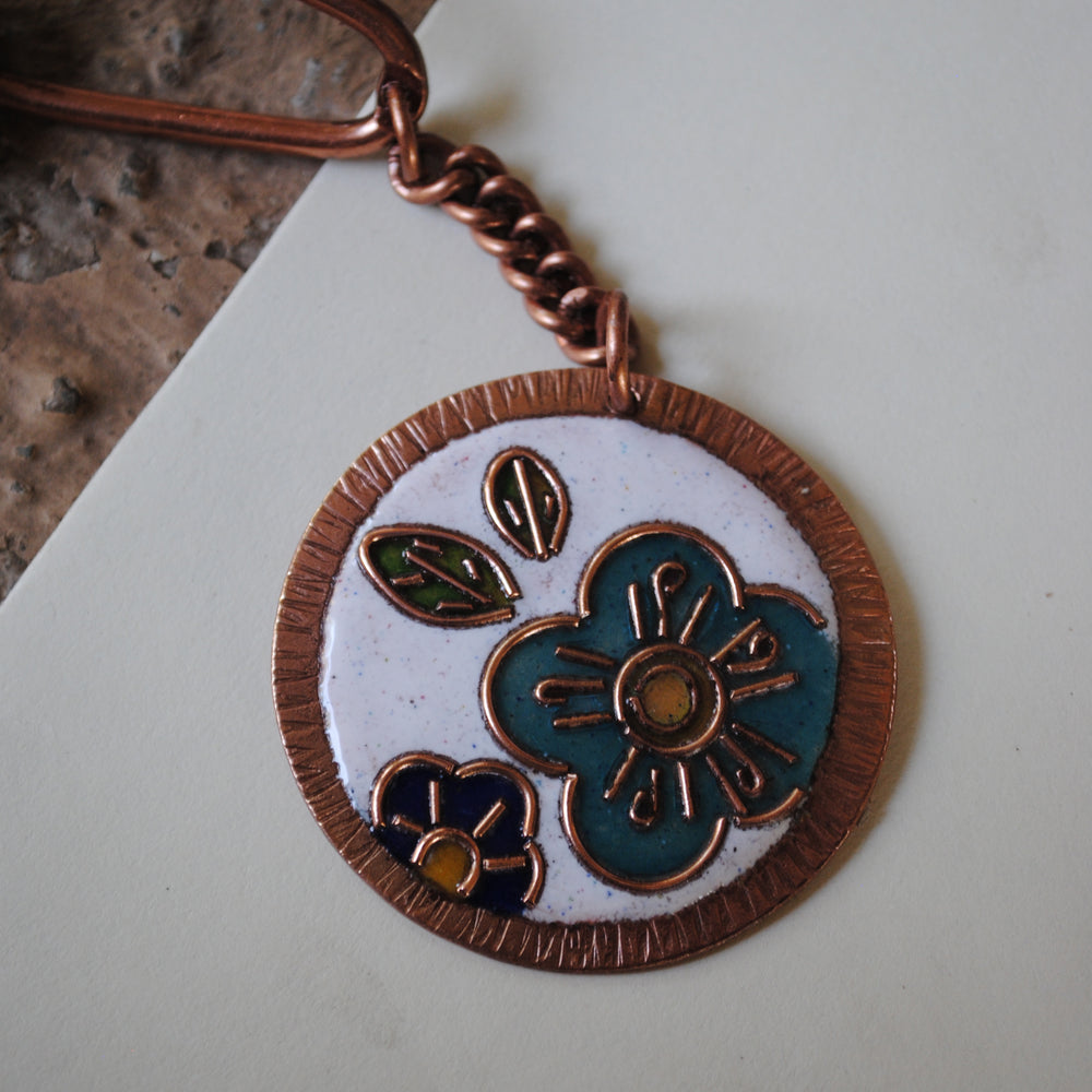 Handcrafted Phool Copper Enamel Keychain