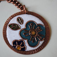 Handcrafted Phool Copper Enamel Keychain