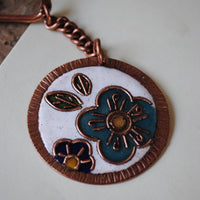 Handcrafted Phool Copper Enamel Keychain