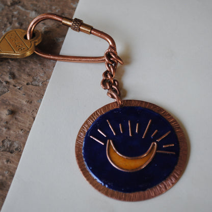 Handcrafted Chanda Copper Enamel Keychain