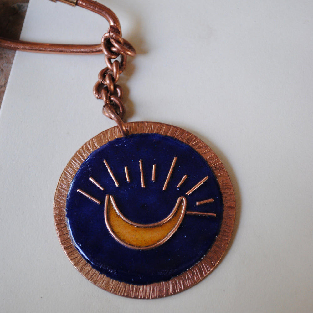 Handcrafted Chanda Copper Enamel Keychain