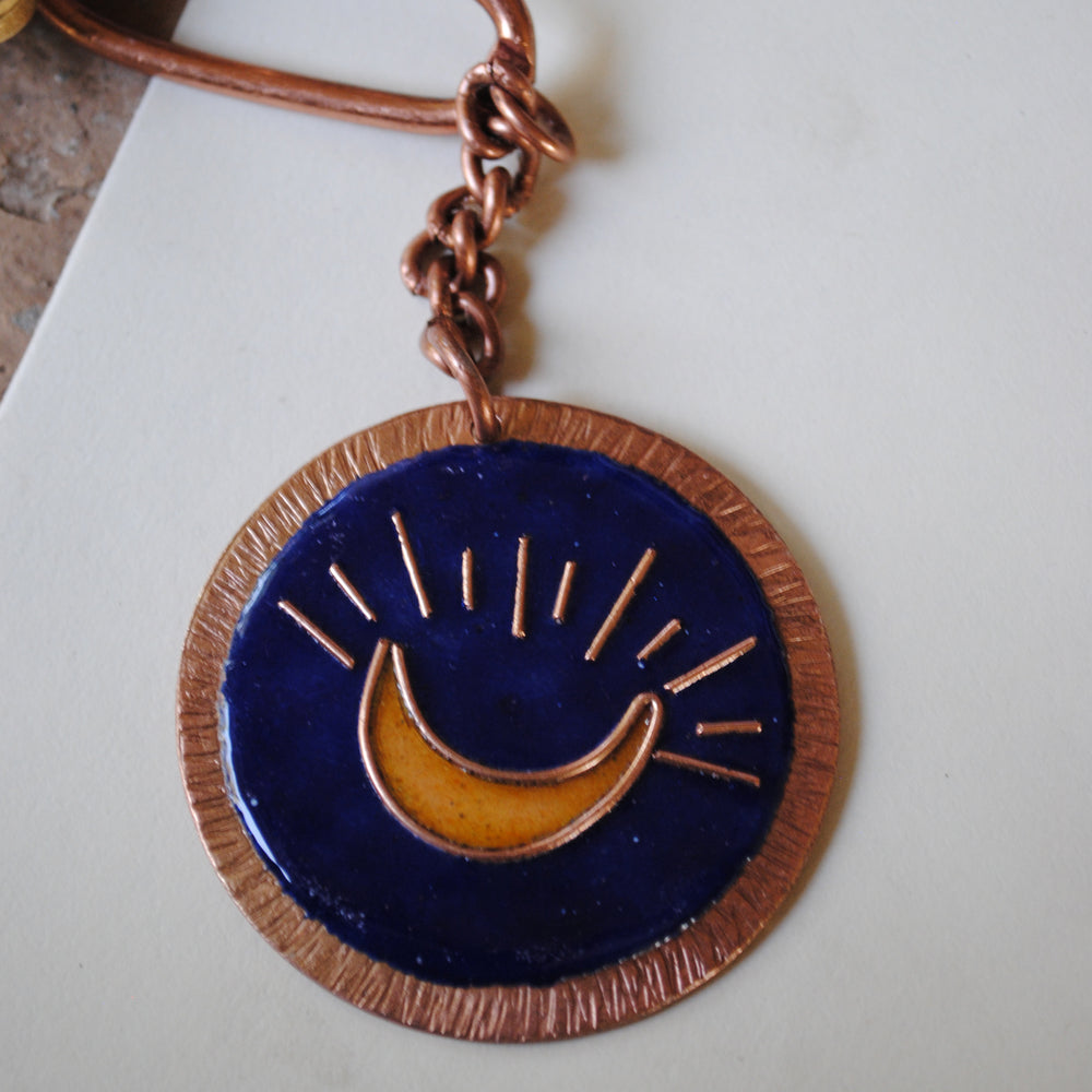 Handcrafted Chanda Copper Enamel Keychain