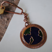 Handcrafted Earthy Copper Enamel Keychain