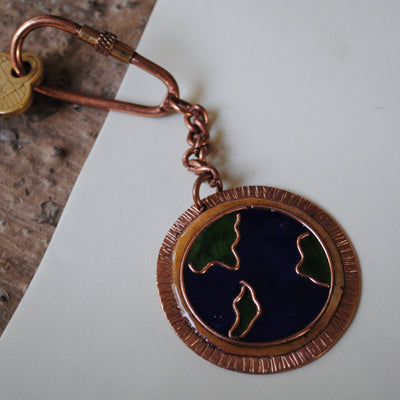 Handcrafted Earthy Copper Enamel Keychain