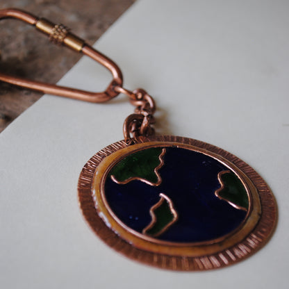 Handcrafted Earthy Copper Enamel Keychain