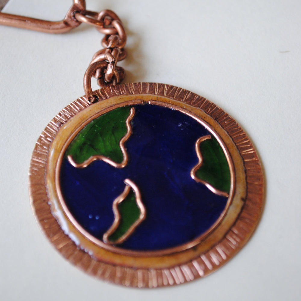 Handcrafted Earthy Copper Enamel Keychain