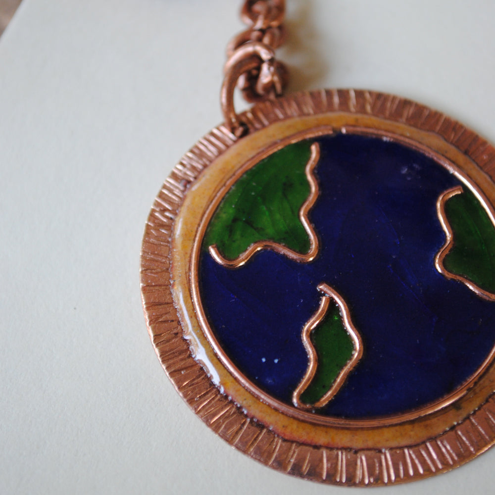 Handcrafted Earthy Copper Enamel Keychain