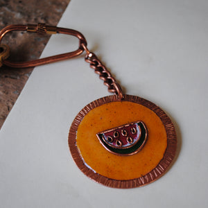 Handcrafted Tarbooz Copper Enamel Keychain