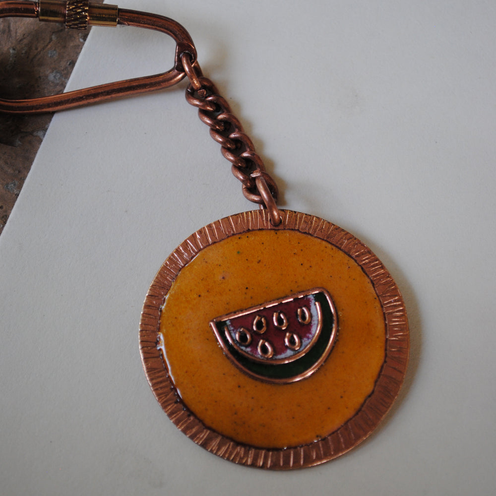 Handcrafted Tarbooz Copper Enamel Keychain