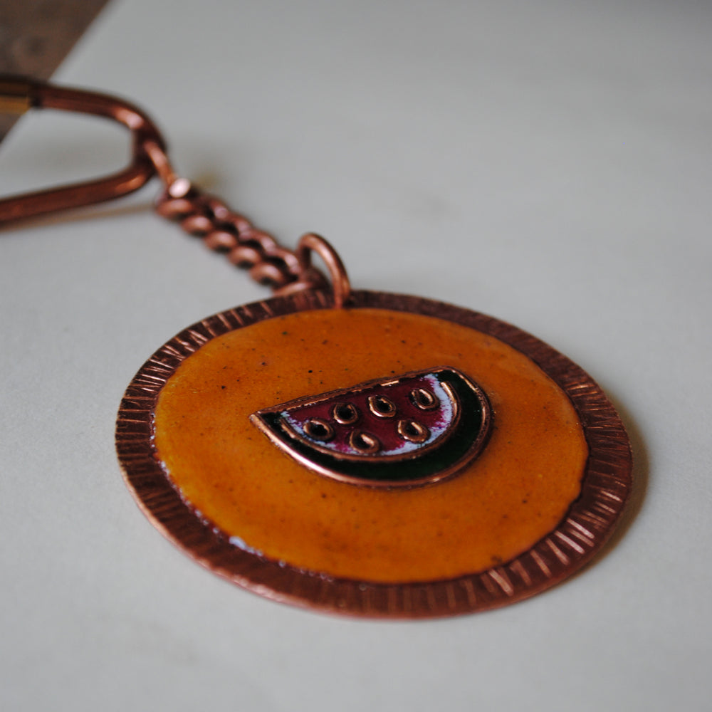 Handcrafted Tarbooz Copper Enamel Keychain