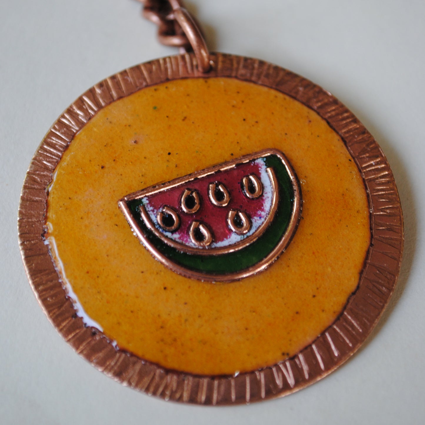 Handcrafted Tarbooz Copper Enamel Keychain