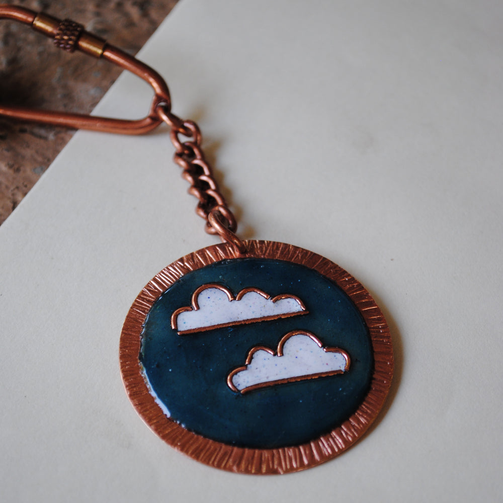 Handcrafted Baadal Copper Enamel Keychain