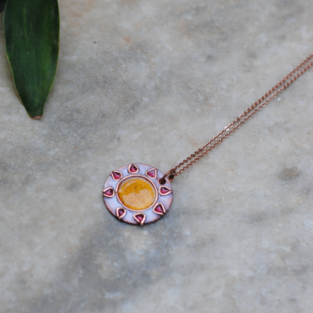 Handcrafted Sooraj Copper Enamel Pendant