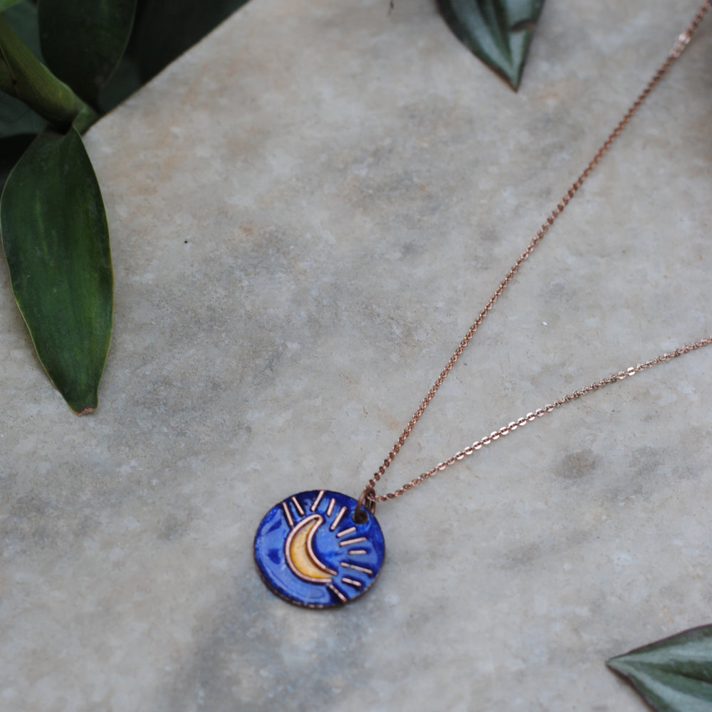 Handcrafted Chanda Copper Enamel Pendant