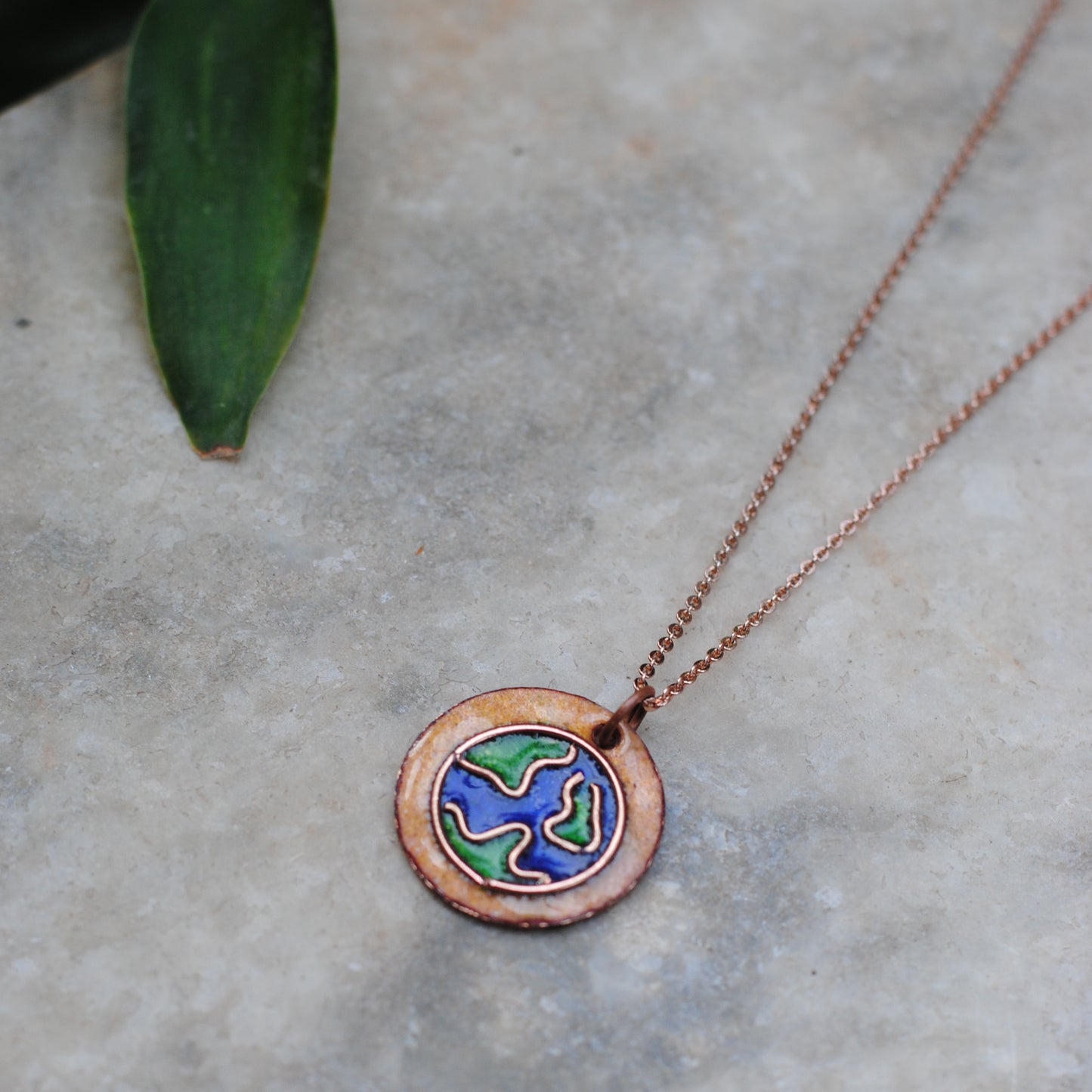 Handcrafted Earthy Copper Enamel Pendant