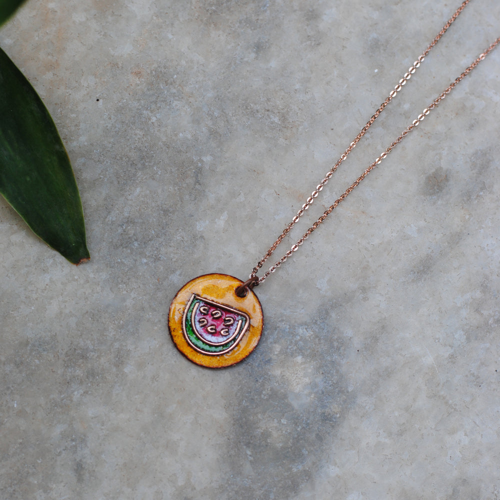 Handcrafted Tarbooz Copper Enamel Pendant