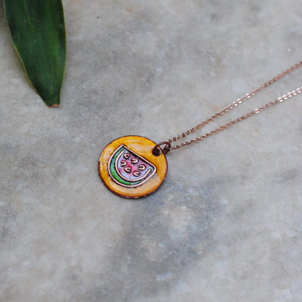 Handcrafted Tarbooz Copper Enamel Pendant