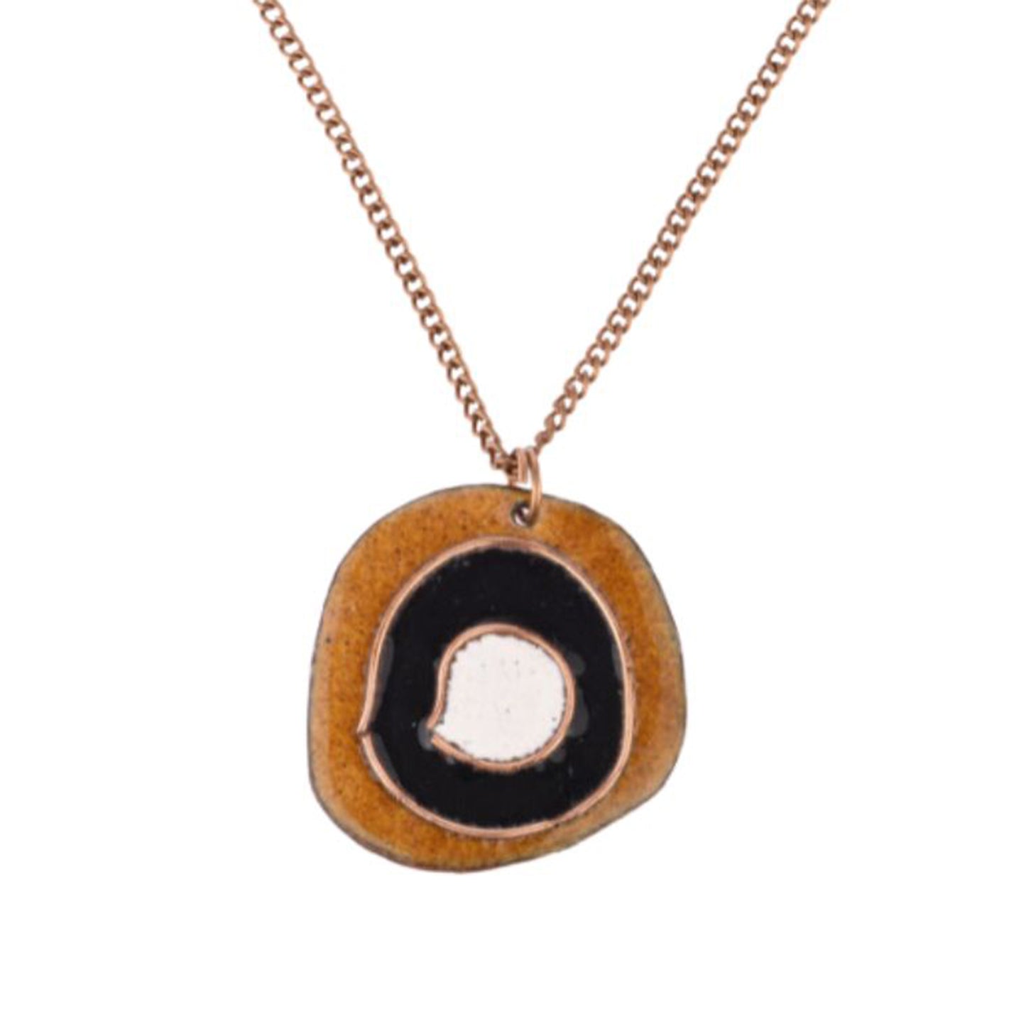 Hand Crafted Copper Enamel -  Vartul Ochre Pendant