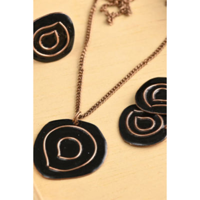 Hand Crafted Copper Enamel -  Vartul Black Set