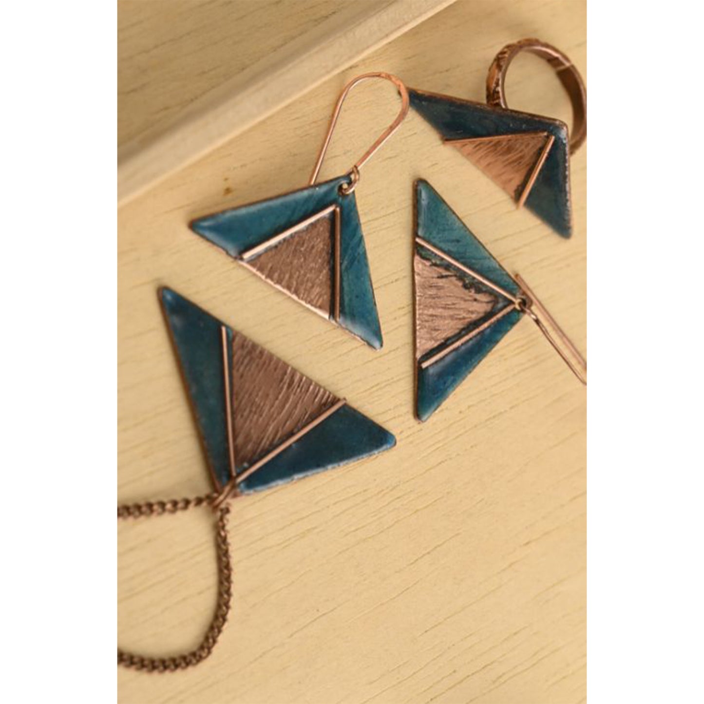 Hand Crafted Copper Enamel -  Triphuli Blue Set