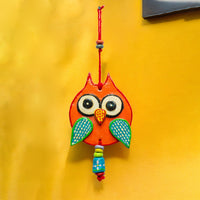 Handmade and Hand Painted Clay Art Owl Wall Hanging