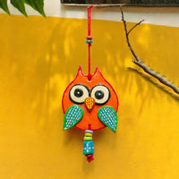 Handmade and Hand Painted Clay Art Owl Wall Hanging