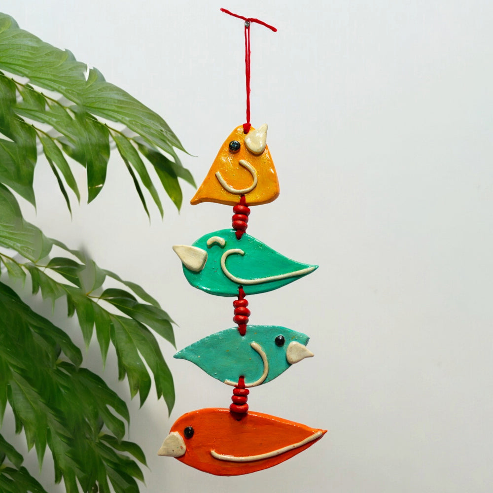 Handmade and Hand Painted Clay Art Birds Wall Hanging