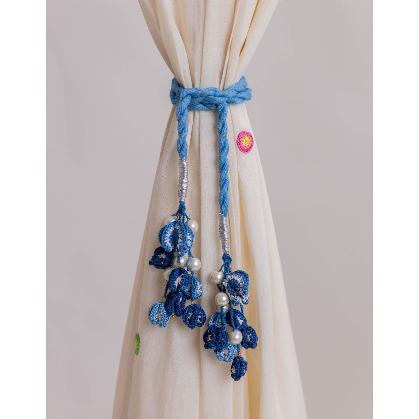 Curtain Tie Backs (Set of 2) ~ Kono Blue Bougainvillea Flowers Set