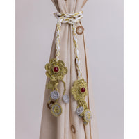 Curtain Tie Backs (Set of 2) ~ Kono Gold Rose Flowers Set