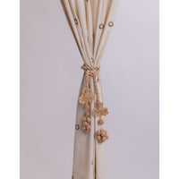 Curtain Tie Backs (Set of 2) ~ Kono Beige Triple Flower & Beads