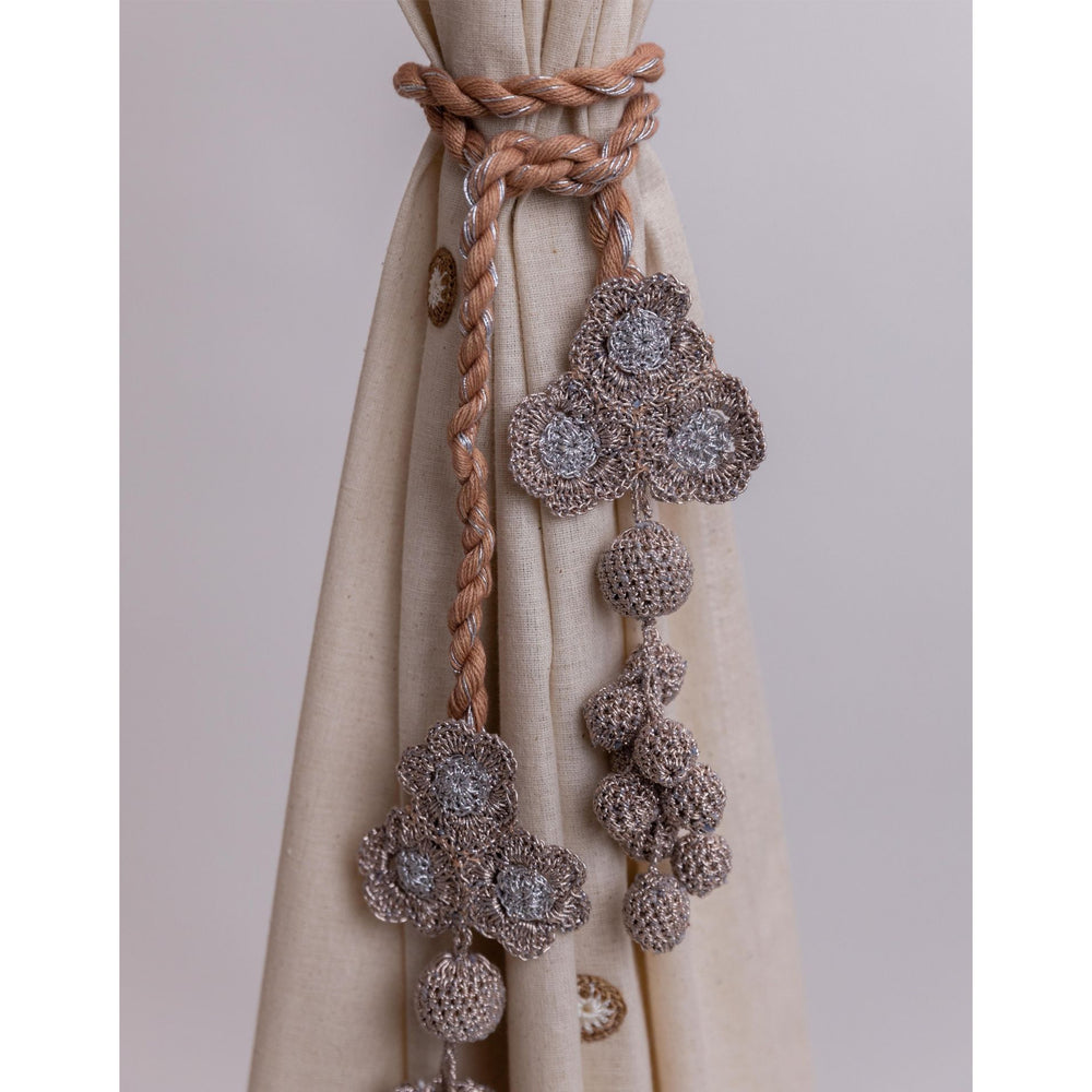 Curtain Tie Backs (Set of 2) ~ Kono Metallic Flower & Beads