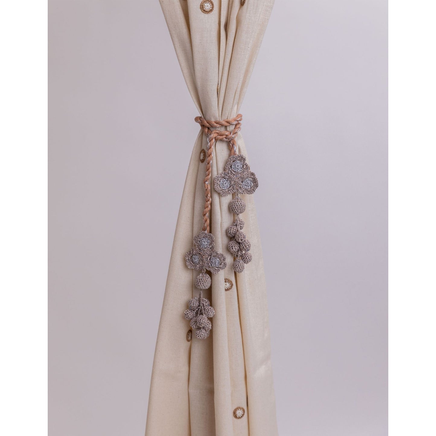 Curtain Tie Backs (Set of 2) ~ Kono Metallic Flower & Beads