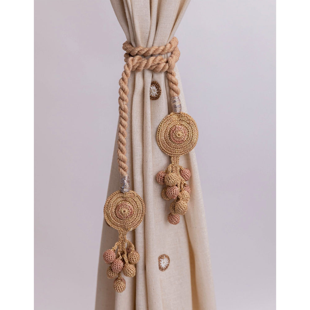 Curtain Tie Backs (Set of 2) ~ Kono Beige Tikki & Beads