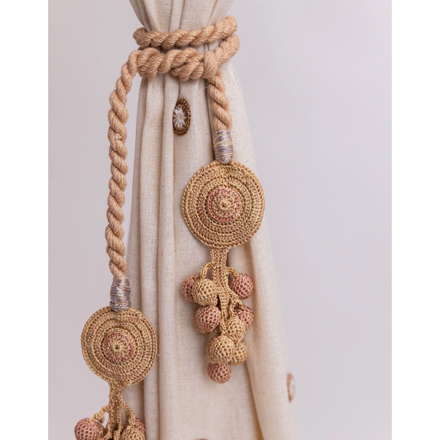 Curtain Tie Backs (Set of 2) ~ Kono Beige Tikki & Beads