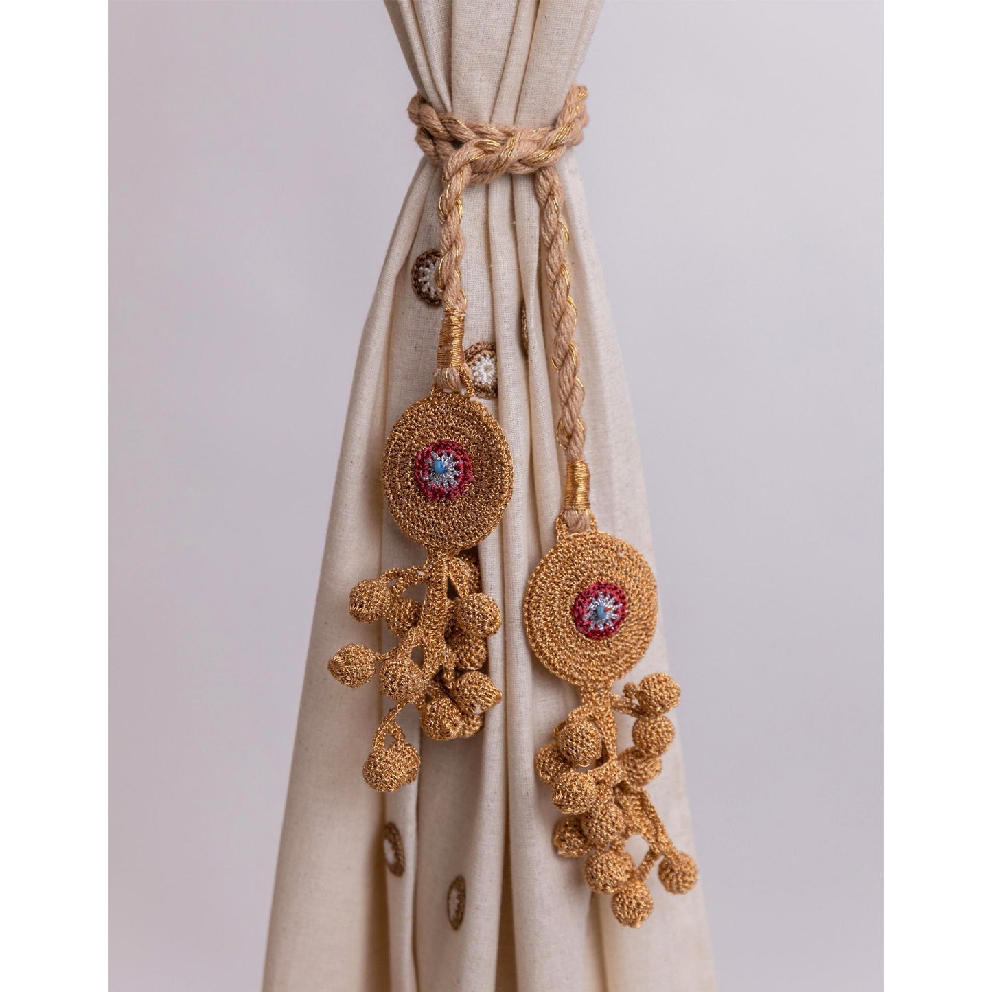 Curtain Tie Backs (Set of 2) ~ Kono Copper Tikki & Beads