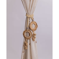 Curtain Tie Backs (Set of 2) ~ Kono Beige Scalloped Rings