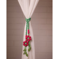 Curtain Tie Backs (Set of 2) ~ Kono Pink Flower & Leaves